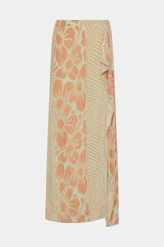 Mint and peach floral maxi skirt.