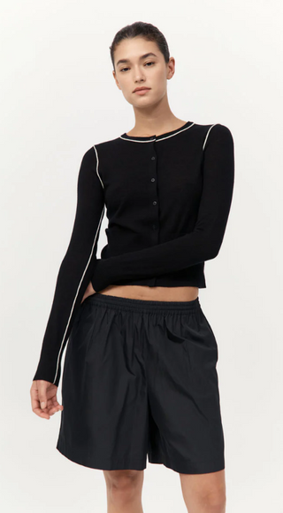 Black Paper Taffeta Short