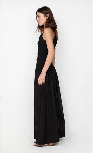 Black one shoulder maxi dress with bead detailing