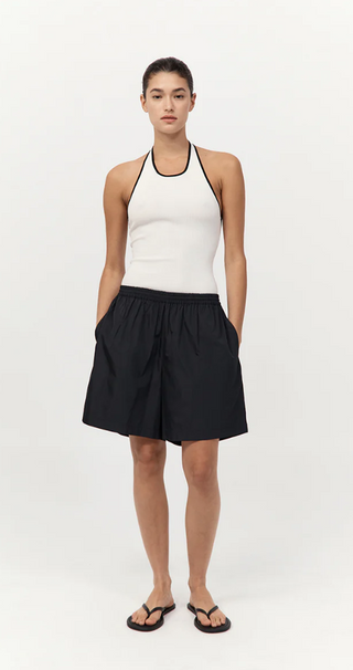 Black Paper Taffeta Short