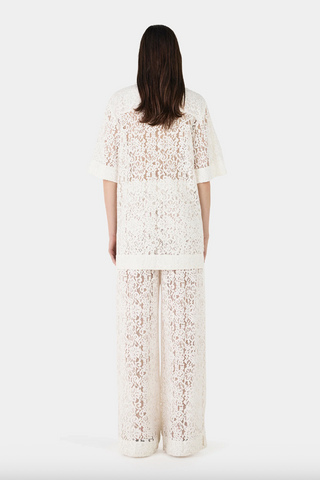 White lace top with collar and matching pants