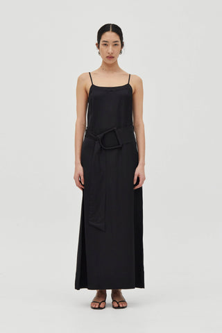 ELYSIAN BELTED MAXI DRESS, BLACK