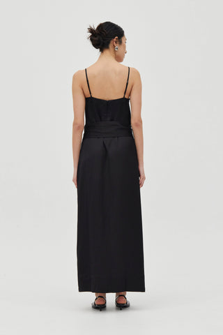 ELYSIAN BELTED MAXI DRESS, BLACK