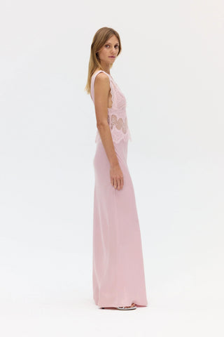 VISIONS LACE FLOOR LENGTH DRESS, ROSÉ