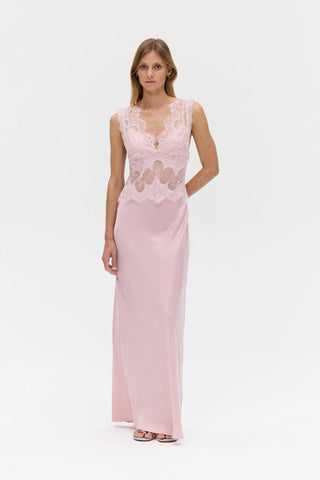 VISIONS LACE FLOOR LENGTH DRESS, ROSÉ