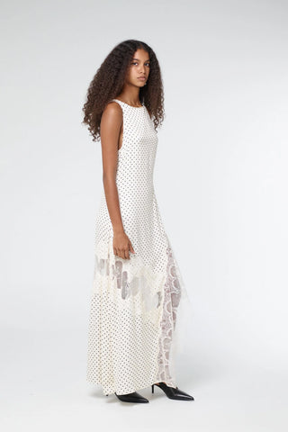 Visions Lace Dress, Cream Polka Dot