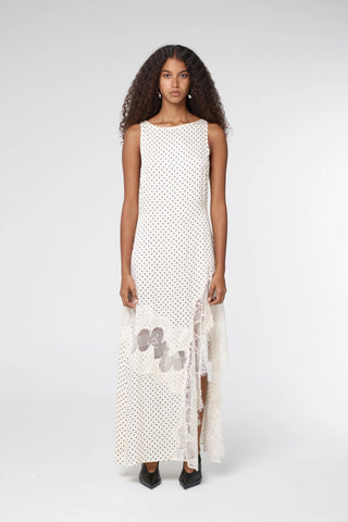Visions Lace Dress, Cream Polka Dot